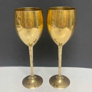 Landes Silver Plated Copper Wine Goblets Pair